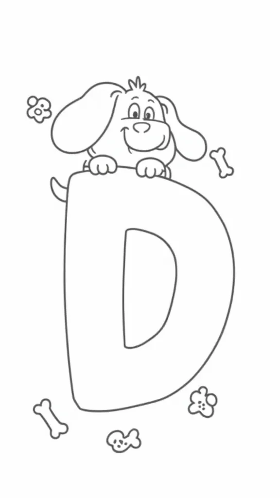 d for dog coloring page